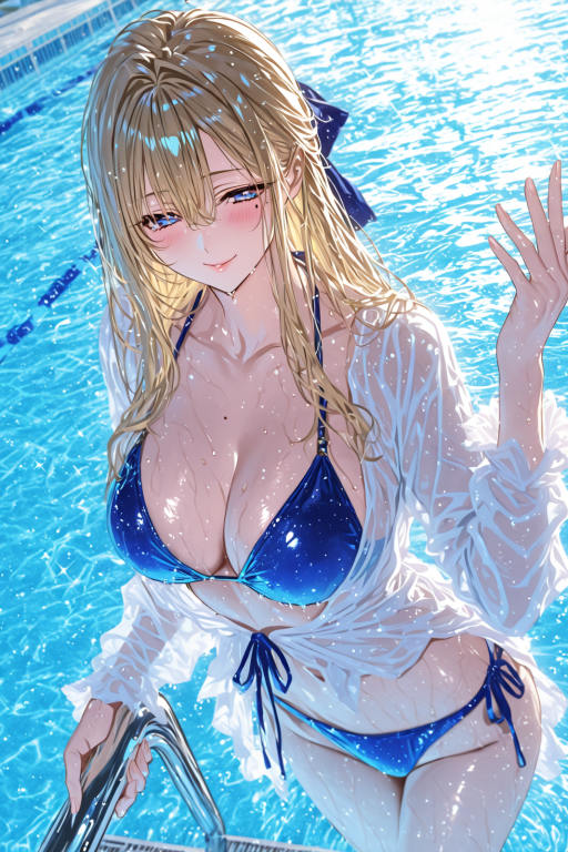 艾莉莎 - 与金发人妻的泳池约会