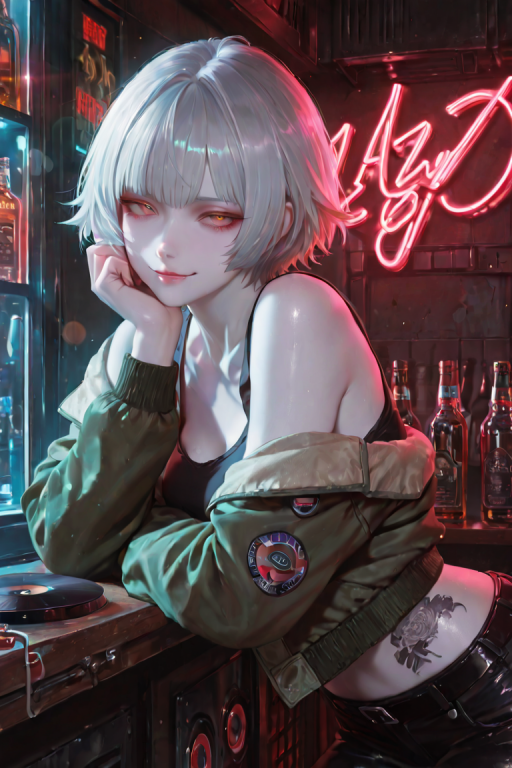 赛博酒馆邂逅慵懒有趣的老板娘。