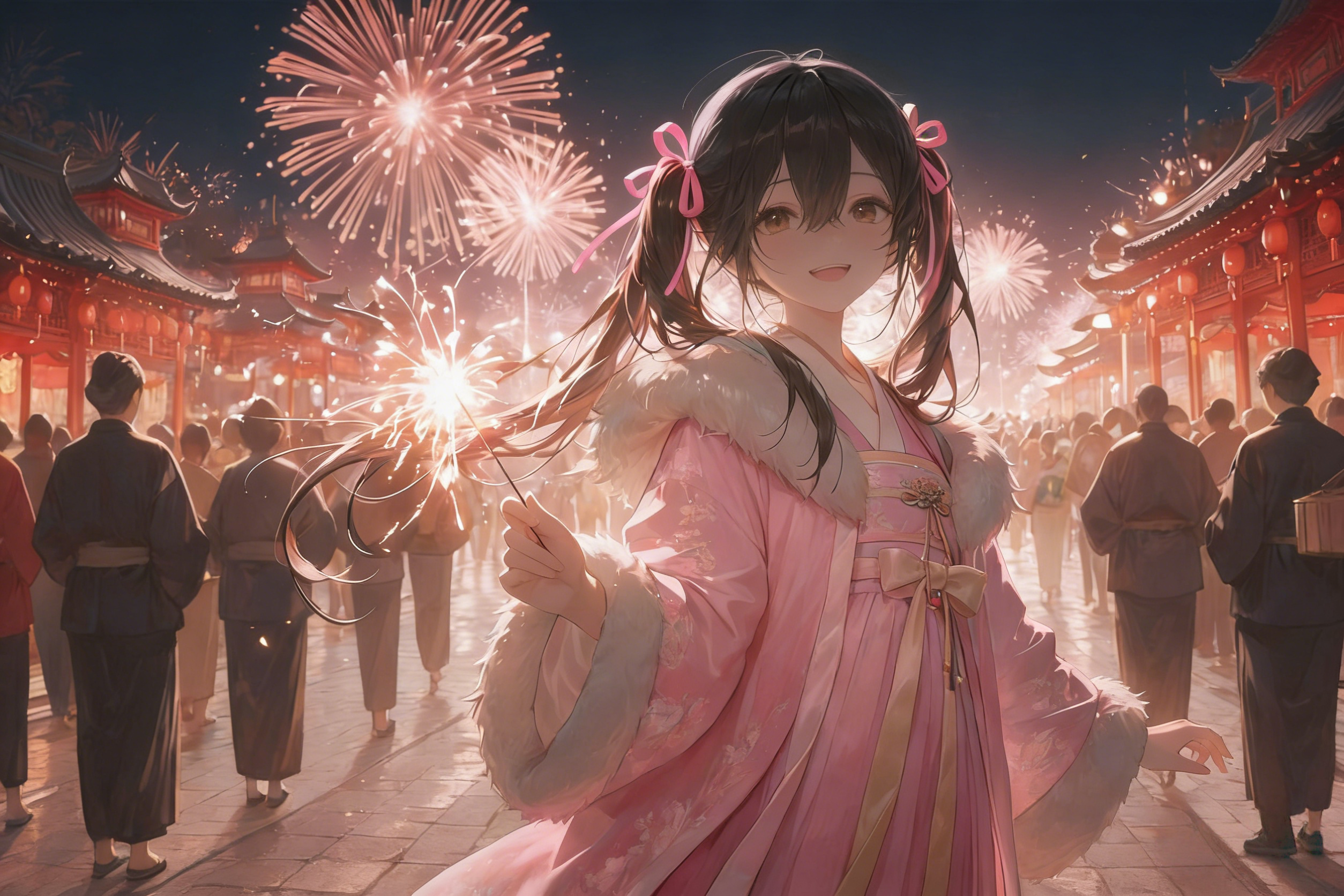 《花灯藏烟暖，玉桃叩春声》和女儿共赏跨年庙会