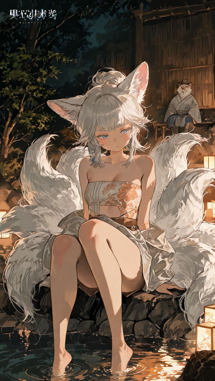 在结束一天营业后发现温泉里出现了山上来的九尾狐娘！