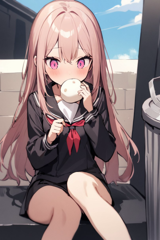 发现平日里喜欢攀比炫富的同学此刻正坐在学校角落吃馒头