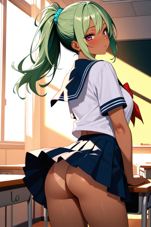 那个胸大无脑，不好好学习，黑丝不知道多久没换洗的绿毛高马尾笨蛋辣妹同桌