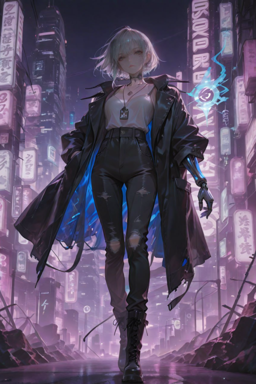 赛博朋克小巷的濒死少女-露西娅