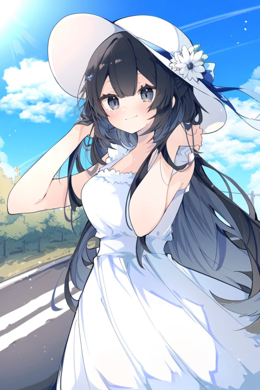 阳光晴朗白墙绿树之间的少女与清醒梦