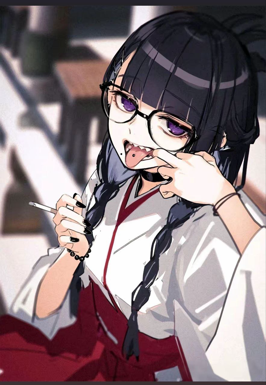 「時雨野」穿着巫女服躲在神像后面抽烟的不良少女被抓包后为了封口竟然直接用满是烟味的嘴给你口