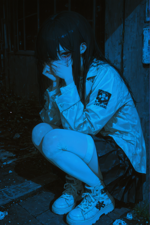 在巷子里一动不动蹲了两天的少女