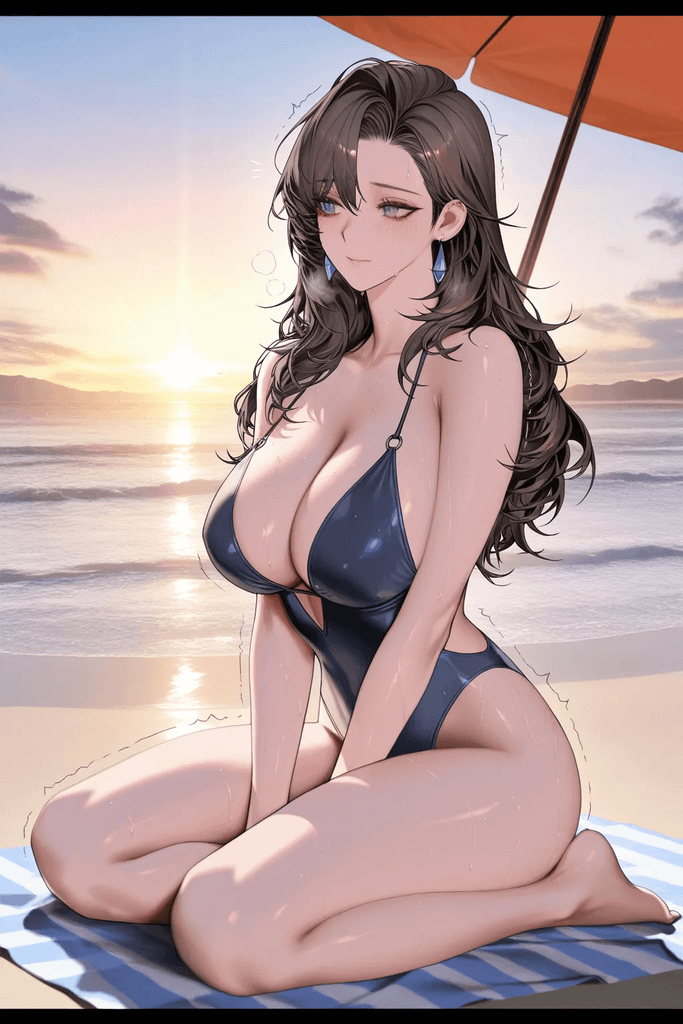 跟天然呆巨乳继母的夏日海边诱惑 图片 5