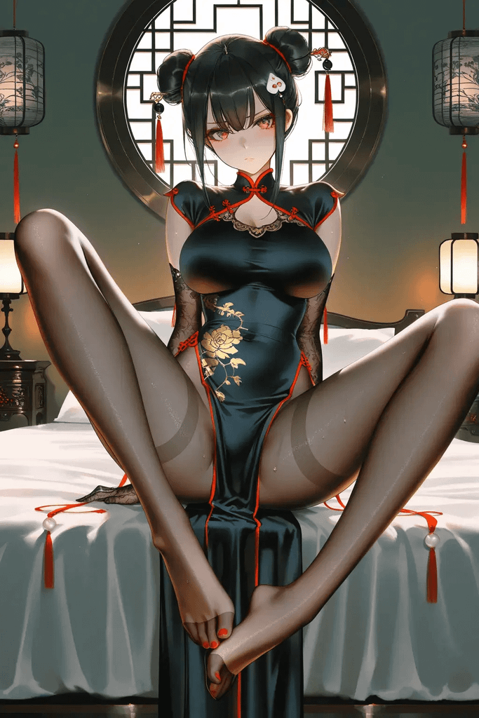 永远站在我身后的影子，今日以黑丝旗袍裹身献上这份沉溺的温柔 图片 5