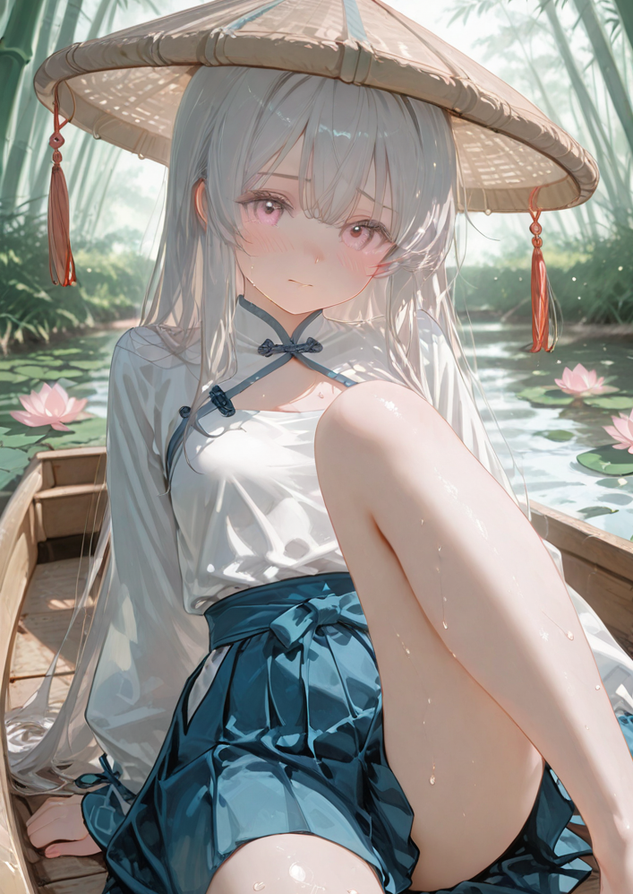 江南水乡的采莲女，斗笠下藏着足以亡国的容颜【江采薇】