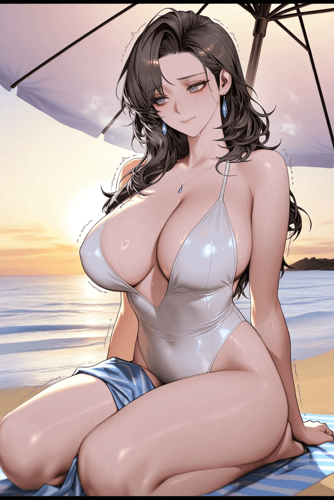跟天然呆巨乳继母的夏日海边诱惑 图片 7