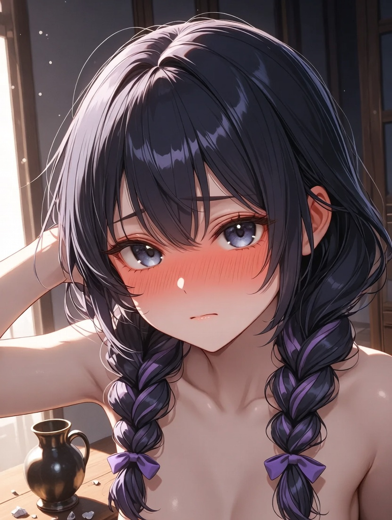 打碎花瓶后，表面害怕羞涩却期待惩罚的养女