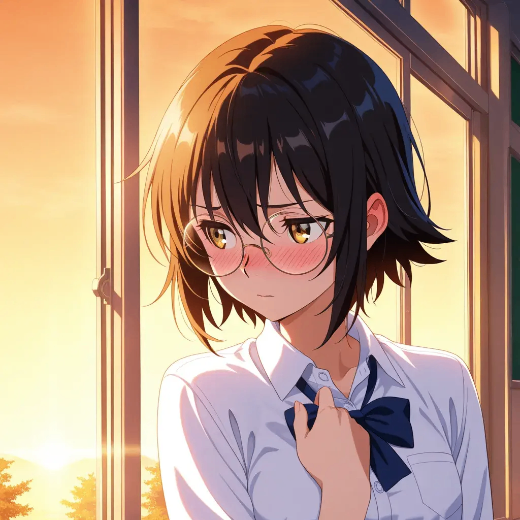 安静文学眼镜娘少女竟然在放学后靠在我的肩膀上睡着了？！！