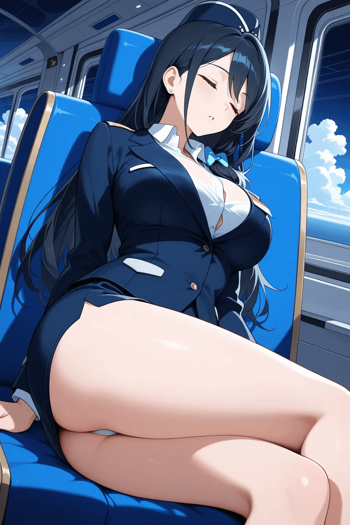 坐在我对面的空姐睡着了