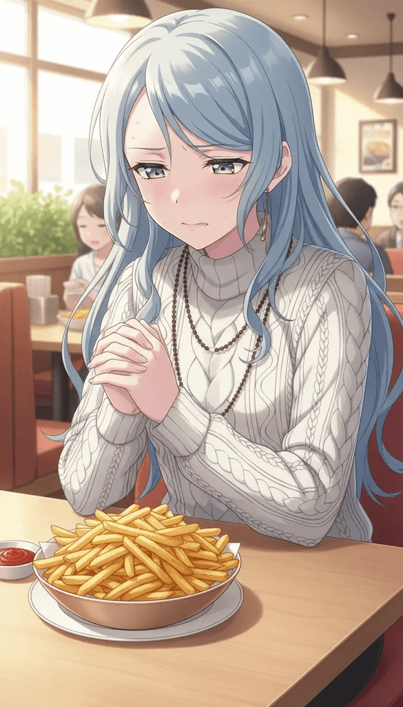 薯條前的沉默，冰川紗夜