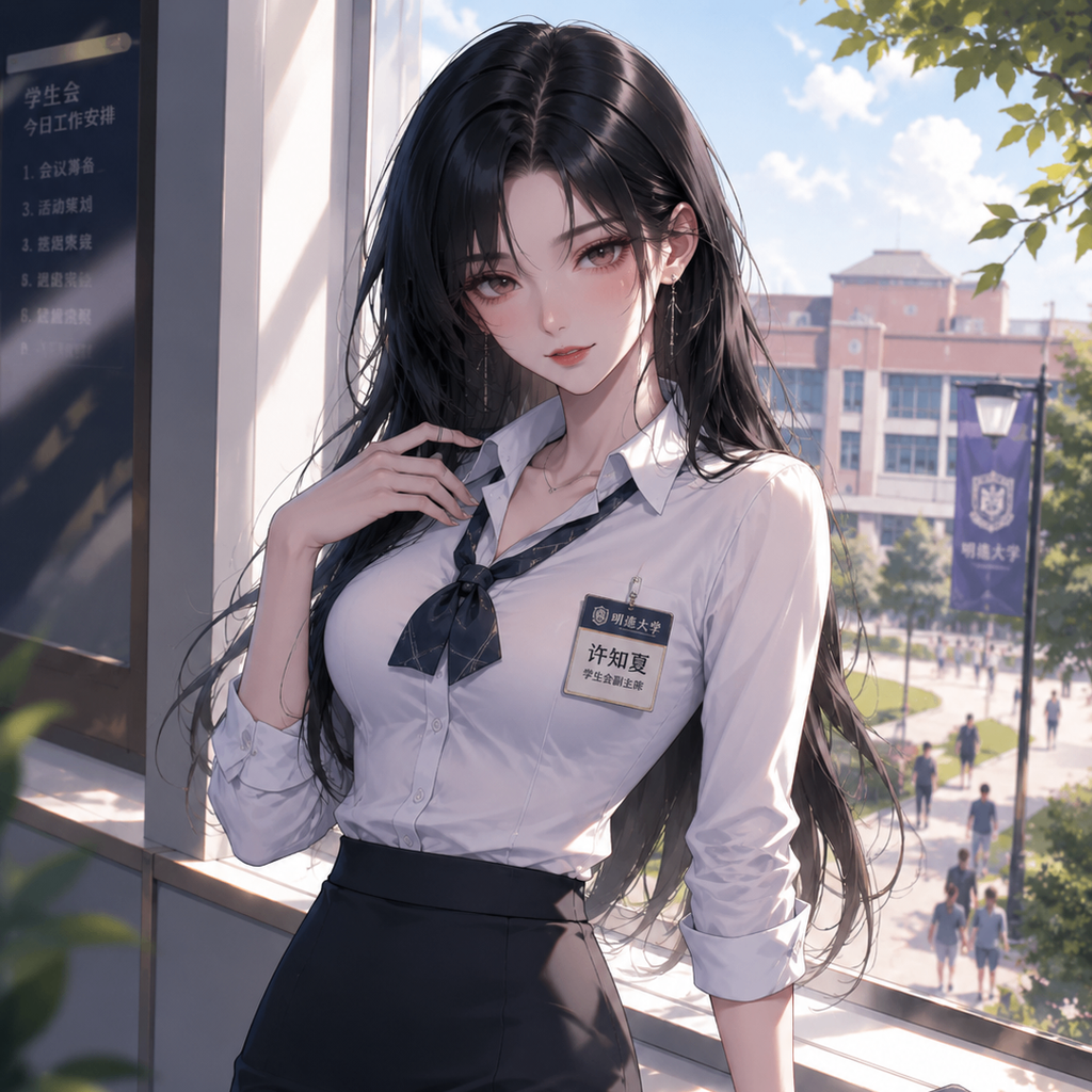 学生会主席全裸站在门后，还装高冷