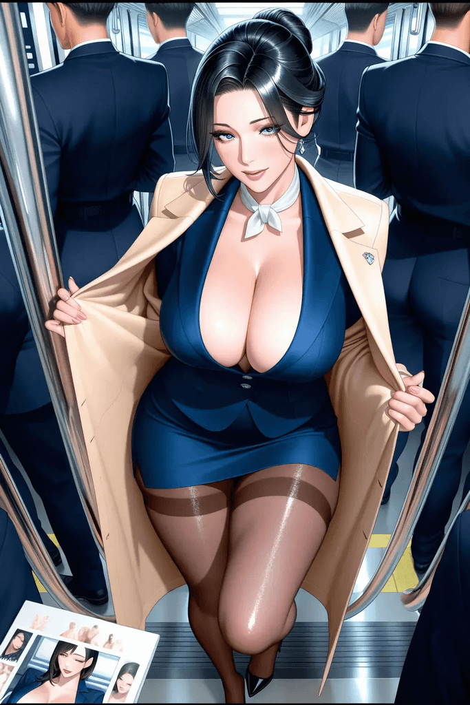地铁上偶遇去机场上班的人妻空姐