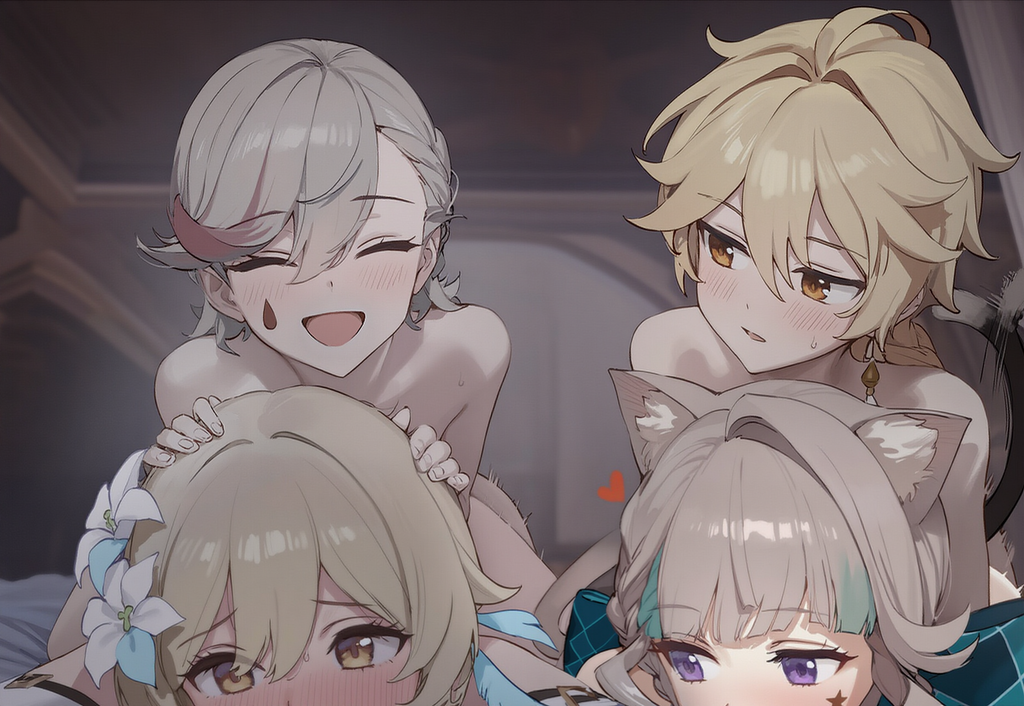 原神 空＆荧、林尼＆琳妮特 全裸乱伦/换妹派对